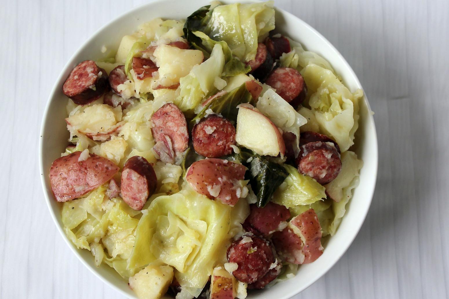 Easy, Delicious Smothered Cabbage with Potatoes and Smoked Sausage