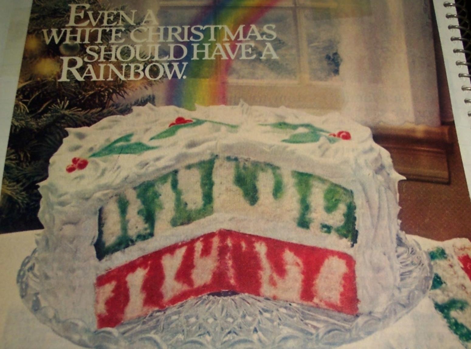 CHRISTMAS RAINBOW JELLO POKE CAKE..1980 Recipe 1980