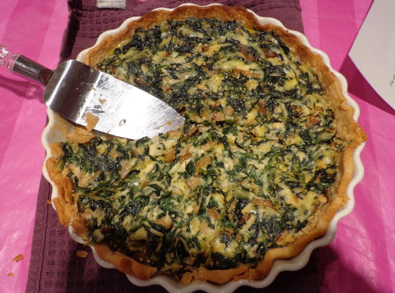 Spinach, Mushroom, Onion and Cheese Quiche Recipe | Just A Pinch Recipes
